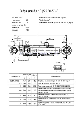 Гидроцилиндр отвала экскаваторов КГЦ 329-01.80-56-280