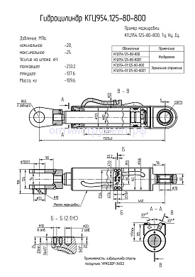 Гидроцилиндр стрелы погрузчика "АМКОДОР-340С2 КГЦ 954.125-80-800