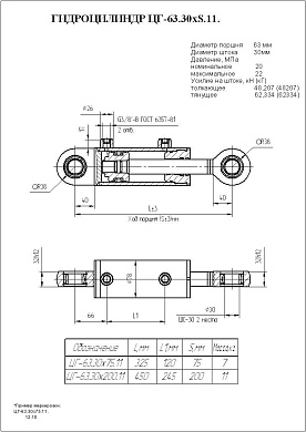 Гидроцилиндр ЦГ-63.30х200.11