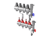 Коллектор в сборе с расходомерами 1" ВР-3/4" НР, 4 выхода